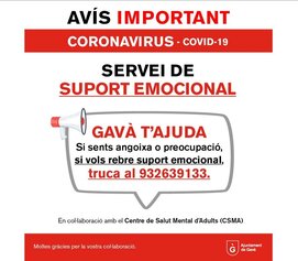 "Gavà t'Ajuda" Servei de Suport Emocional / Servicio de Apoyo Emocional